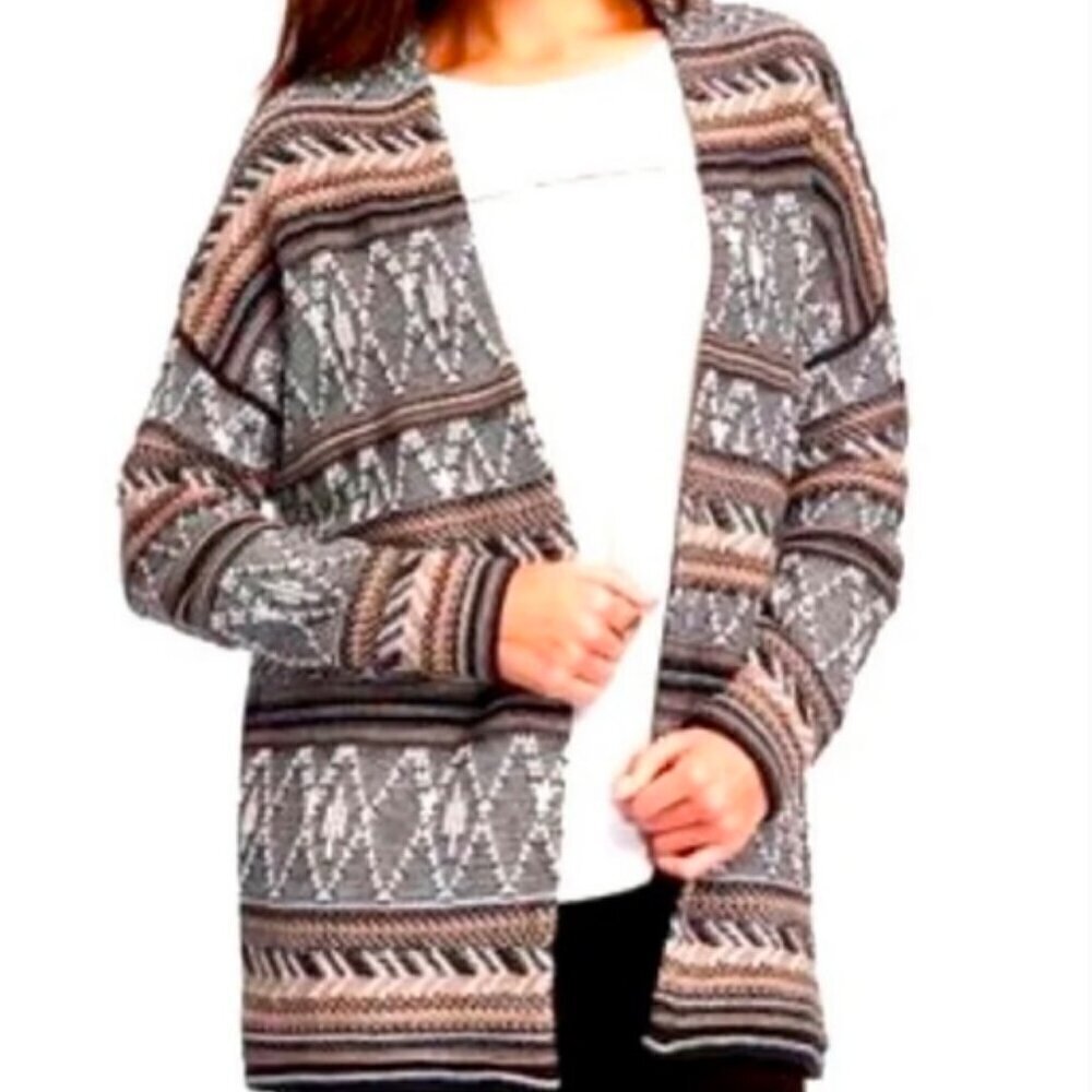 Old Navy Banana Republic Diamond Print Jacquard Cardi-Coat Size M
